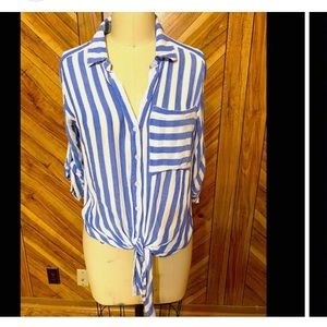 Vixbe striped very light weight button down top
